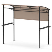 Costway - 7.8 x 4.4 FT Outdoor Patio BBQ Canopy with Metal Shelves and Bottle Openers-Brown