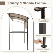 Costway - 7.8 x 4.4 FT Outdoor Patio BBQ Canopy with Metal Shelves and Bottle Openers-Brown