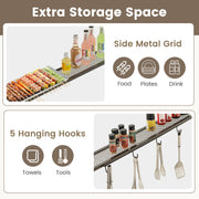 Costway - 7.8 x 4.4 FT Outdoor Patio BBQ Canopy with Metal Shelves and Bottle Openers-Brown