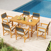 Costway - 7-Piece Patio Dining Set for 6 People Farmhouse Furniture
