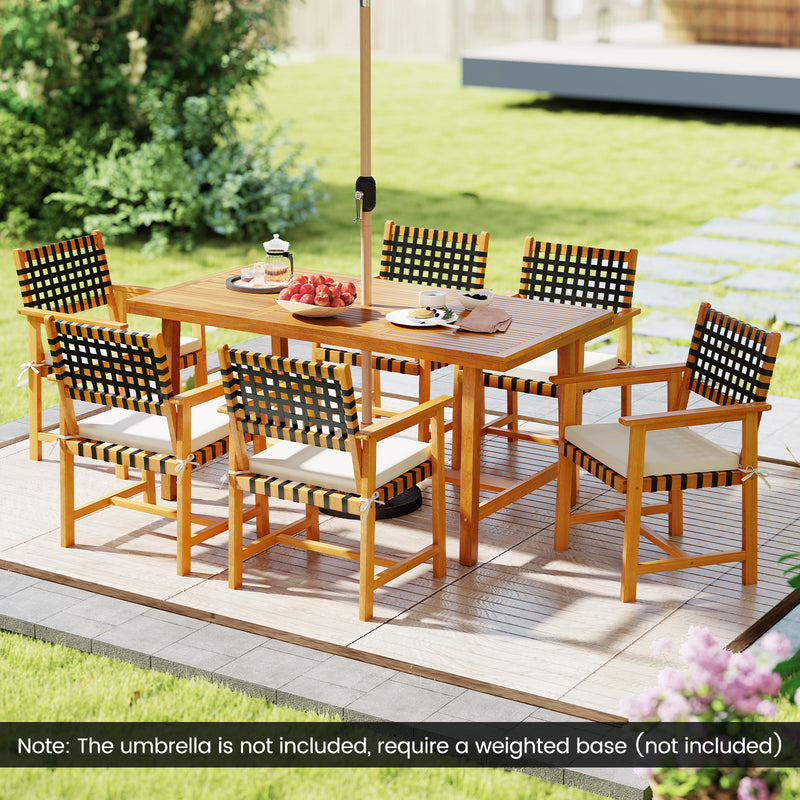 Costway - 7-Piece Patio Dining Set for 6 People Farmhouse Furniture