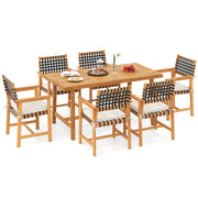Costway - 7-Piece Patio Dining Set for 6 People Farmhouse Furniture