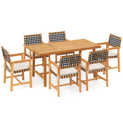 Costway - 7-Piece Patio Dining Set for 6 People Farmhouse Furniture