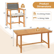 Costway - 7-Piece Patio Dining Set for 6 People Farmhouse Furniture