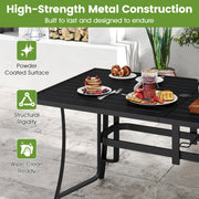 Costway - 7-Piece Patio Dining Set for 6 with Rectangle Metal Table and Stackable Breathable Mesh Armchairs-Brown
