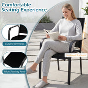 Costway - 7-Piece Patio Dining Set for 6 with Rectangle Metal Table and Stackable Breathable Mesh Armchairs-Black