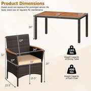 Costway - 7-Piece Patio Dining Set with Wood Tabletop and Padded Cushion for Backyard-Brown
