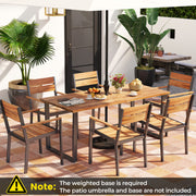 Costway - 7 Pieces Acacia Wood Patio Dining Set with Metal Frame and 2 Inches Umbrella Hole