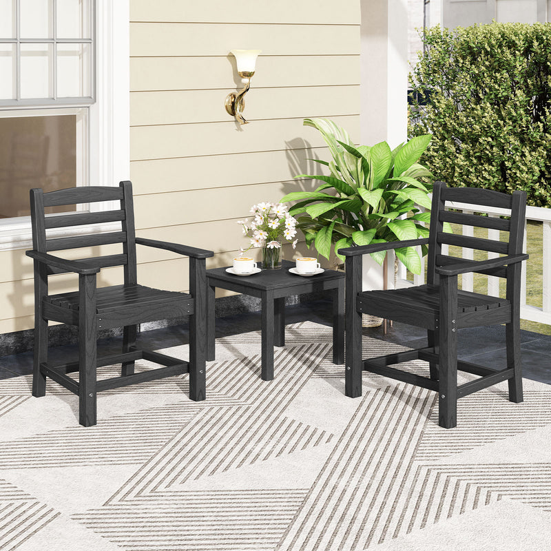 Costway - 7 Pieces Outdoor Dining Table Set for 6 People 67 Inch HDPE Patio Rectangle Table and 6 Armchairs-Black