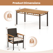 Costway - 7 Pieces PE Wicker Patio Dining Set for Garden and Backyard