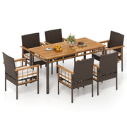 Costway - 7 Pieces PE Wicker Patio Dining Set for Garden and Backyard