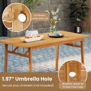 Costway - 7 Pieces Patio Acacia Wood Dining Set Outdoor Rectangular Table and Chairs Set