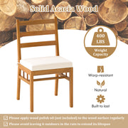 Costway - 7 Pieces Patio Acacia Wood Dining Set Outdoor Rectangular Table and Chairs Set