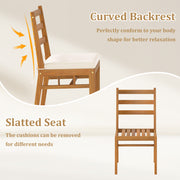 Costway - 7 Pieces Patio Acacia Wood Dining Set Outdoor Rectangular Table and Chairs Set