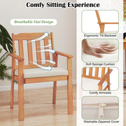 Costway - 7 Pieces Patio Dining Table Set 63” Rectangle Table and 6 Acacia Wood Armchairs