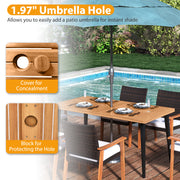 Costway - 7-Pieces Patio Dining Table Set Acacia Wood Table and 6 Armchairs