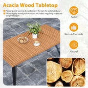 Costway - 7-Pieces Patio Dining Table Set Acacia Wood Table and 6 Armchairs