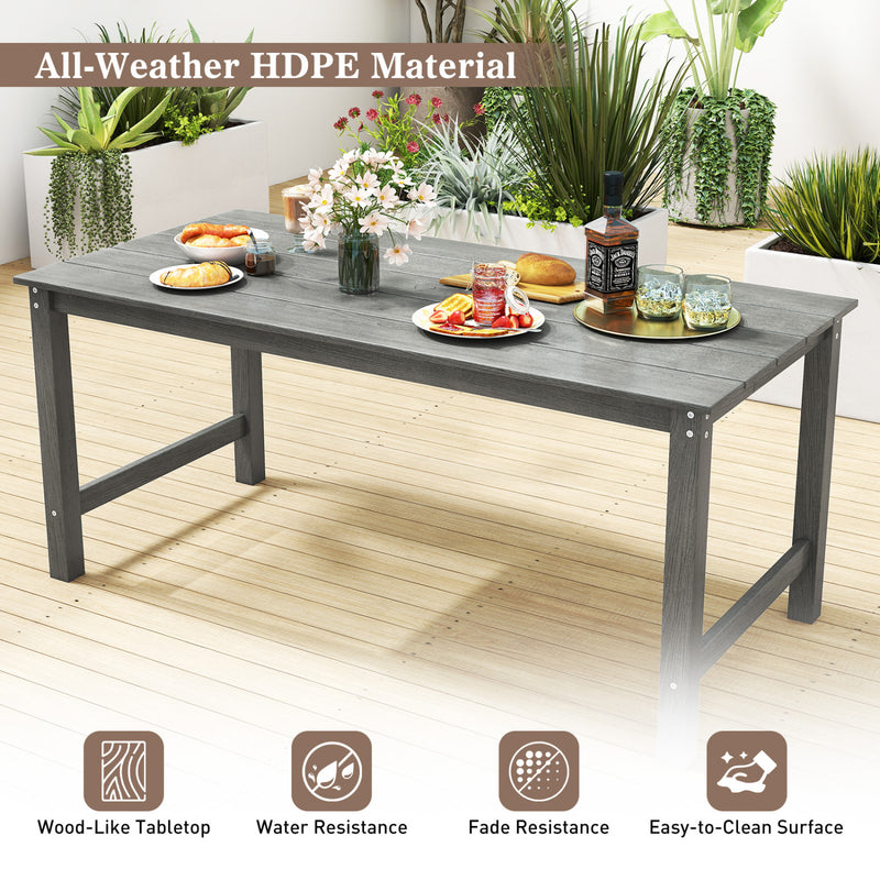 Costway - 7 Pieces Patio Dining Set Outdoor HDPE Weather Resistant Table and Chairs Set-Grey
