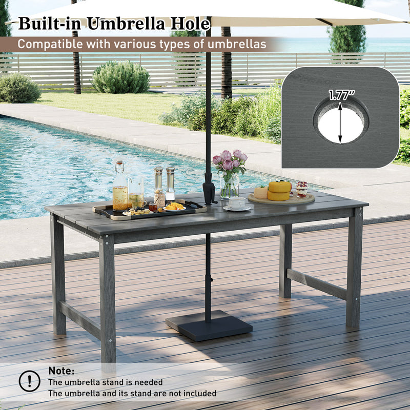 Costway - 7 Pieces Patio Dining Set Outdoor HDPE Weather Resistant Table and Chairs Set-Grey