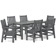 Costway - 7 Pieces Patio Dining Set Outdoor HDPE Weather Resistant Table and Chairs Set-Grey