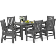 Costway - 7 Pieces Patio Dining Set Outdoor HDPE Weather Resistant Table and Chairs Set-Grey