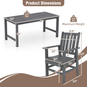 Costway - 7 Pieces Patio Dining Set Outdoor HDPE Weather Resistant Table and Chairs Set-Grey