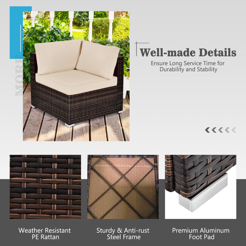 Costway - 7 Pieces Patio Furniture Set with 35 Inches 50000 BTU Propane Gas Fire Pit Table and Waterproof Cover for Firpit-Beige