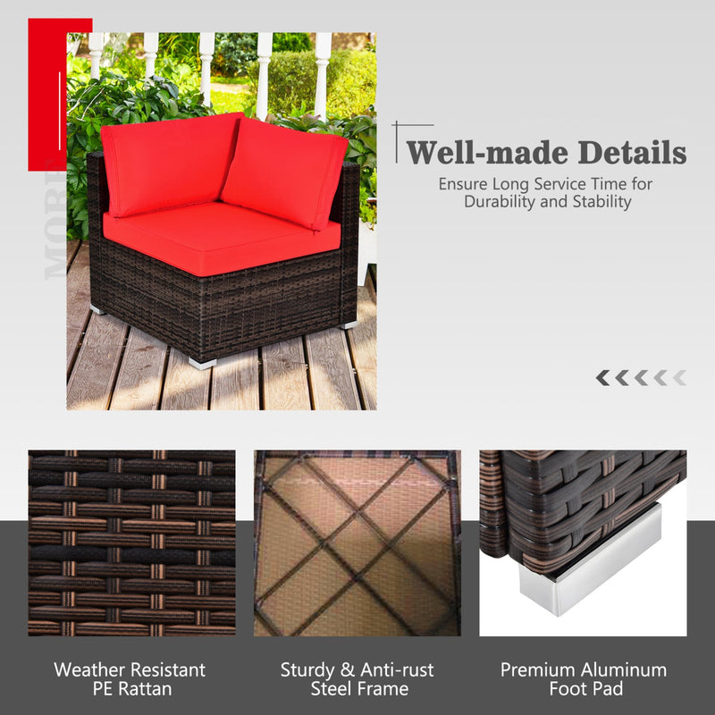 Costway - 7 Pieces Patio Furniture Set with 35 Inches 50000 BTU Propane Gas Fire Pit Table and Waterproof Cover for Firpit-Red