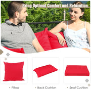 Costway - 7 Pieces Patio Rattan Furniture Set Sectional Sofa Garden Cushion-Red