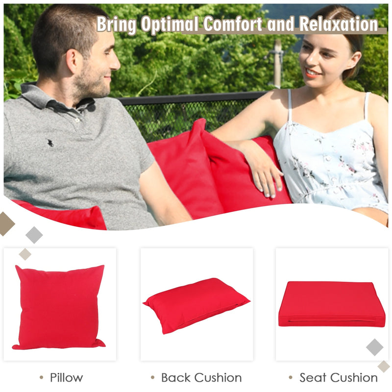 Costway - 7 Pieces Patio Rattan Furniture Set Sectional Sofa Garden Cushion-Red