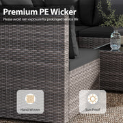 Costway - 7 Pieces Patio Rattan Furniture Set with Sectional Sofa Cushioned-Black