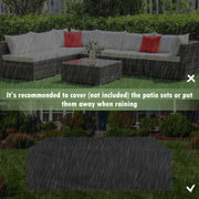 Costway - 7 Pieces Patio Rattan Furniture Set Sectional Sofa Garden Cushion-White