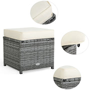 Costway - 7 Pieces Patio Rattan Dining Furniture Sectional Sofa Set with Wicker Ottoman-Beige
