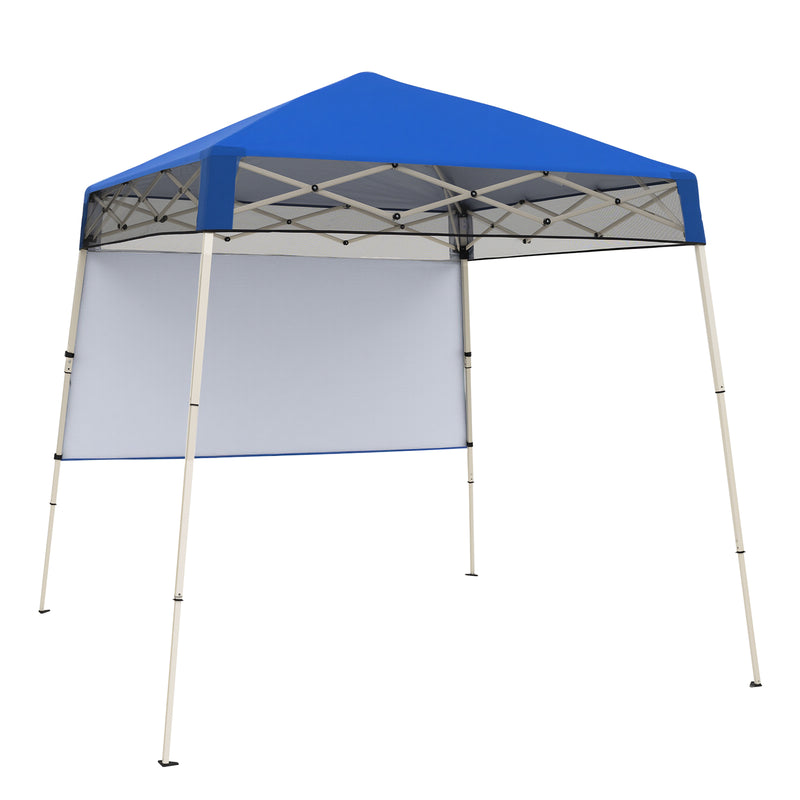 Costway - 7 x 7 FT Pop-Up Canopy Tent with 1 Push Center Lock for Sports Picnic Camping-Blue
