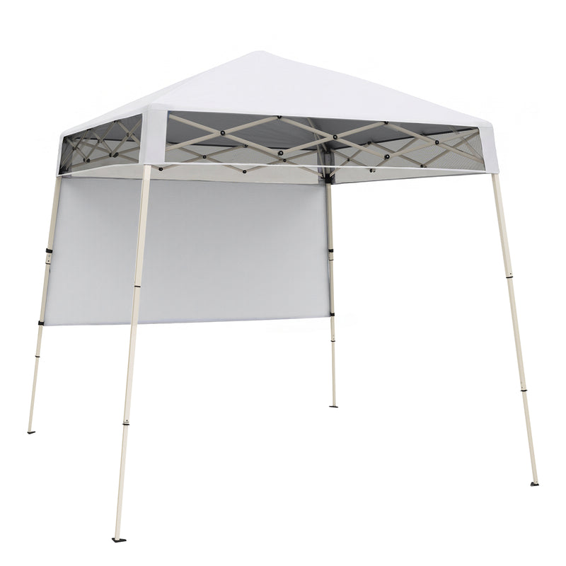 Costway - 7 x 7 FT Pop-Up Canopy Tent with 1 Push Center Lock for Sports Picnic Camping-White
