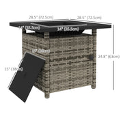 Outsunny - Outdoor PE Rattan Propane Fire Pit Table, 50,000 BTU Pulse-Ignition Wicker Fire Table, Mixed Grey