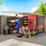 11' x 9' Steel Garden Storage Shed, Outdoor Metal Tool House with Double Sliding Doors & 2 Air Vents, Grey
