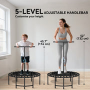 Soozier 40" Rebounder Trampoline ,Mini Trampoline Indoor with Adjustable Handle, Quiet and Safe Bungee Rebounder,Black