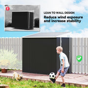 4' x 6' Outdoor Storage Shed Lean to Shed Outdoor Metal Tool Shed with Lockable Door and Air Vents, Dark Grey
