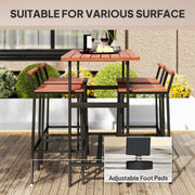 Outsunny - 5 Piece Patio Bar Set with 47" Bar Height Table and 4 Bar Stools, for Backyard, Balcony, Porch, Pool, Lawn, Brown