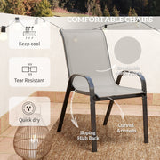 Outsunny - 3 Pieces Bistro Set, Small Patio Furniture Set with Stackable Mesh Chairs, Glass Table for Garden, Balcony, Light Grey