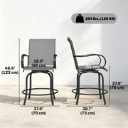 Outsunny - Outdoor Bar Stools Set of 2, 360° Swivel Bar Height Chairs, 26.8" x 29.5" x 48.4", Grey