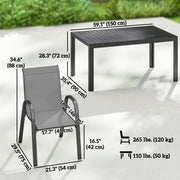 Outsunny - 7 Pieces Outdoor Dining Set for 6, Patio Furniture Set with Rectangular Patio Table and Stackable Chairs, Light Grey