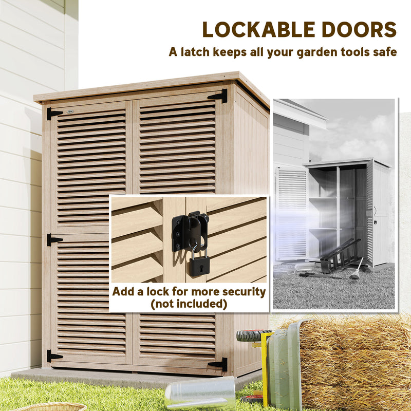 50" x 26" x 66" Wooden Garden Shed, Outdoor Storage Shed with Waterproof Asphalt Roof, Shelves, Natural