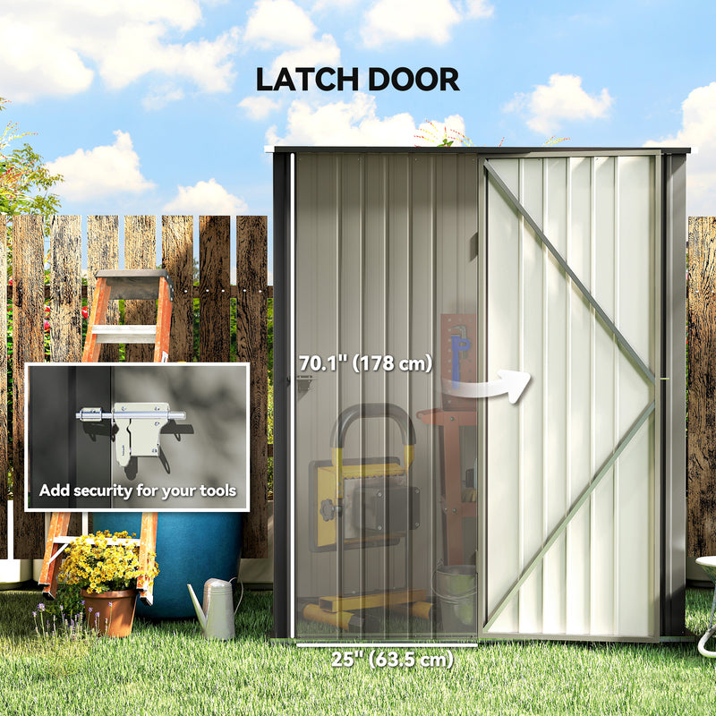 5' x 3' Outdoor Storage Shed, Steel Garden Shed with Single Lockable Door, Tool Storage Shed for Backyard, Grey
