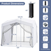 Costway - Pop up Canopy Tent wiht 4 Sidewalls Mesh Netting Wheeled Bag-White