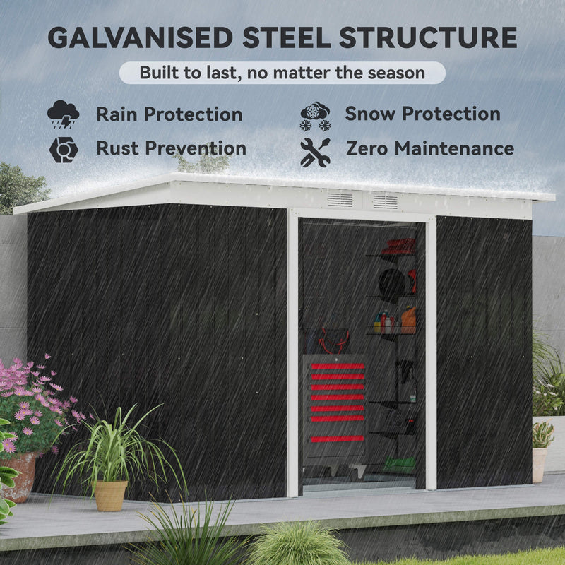 9x4 Outdoor Storage Shed - Dark Grey