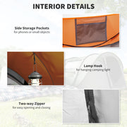 Outsunny - 4 Person Camping Tent, Easy Pop Up Tent with Doors, Windows and Carry Bag, Automatic Setup Tent for Hiking, Orange