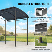 Outsunny - 7' x 5' BBQ Grill Gazebo Tent, Garden Grill Canopy with Steel Frame and Hooks, Outdoor Sun Shade, Grey