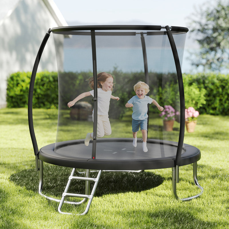 Costway - 8FT Outdoor Heavy-Duty Recreational Trampoline-Black